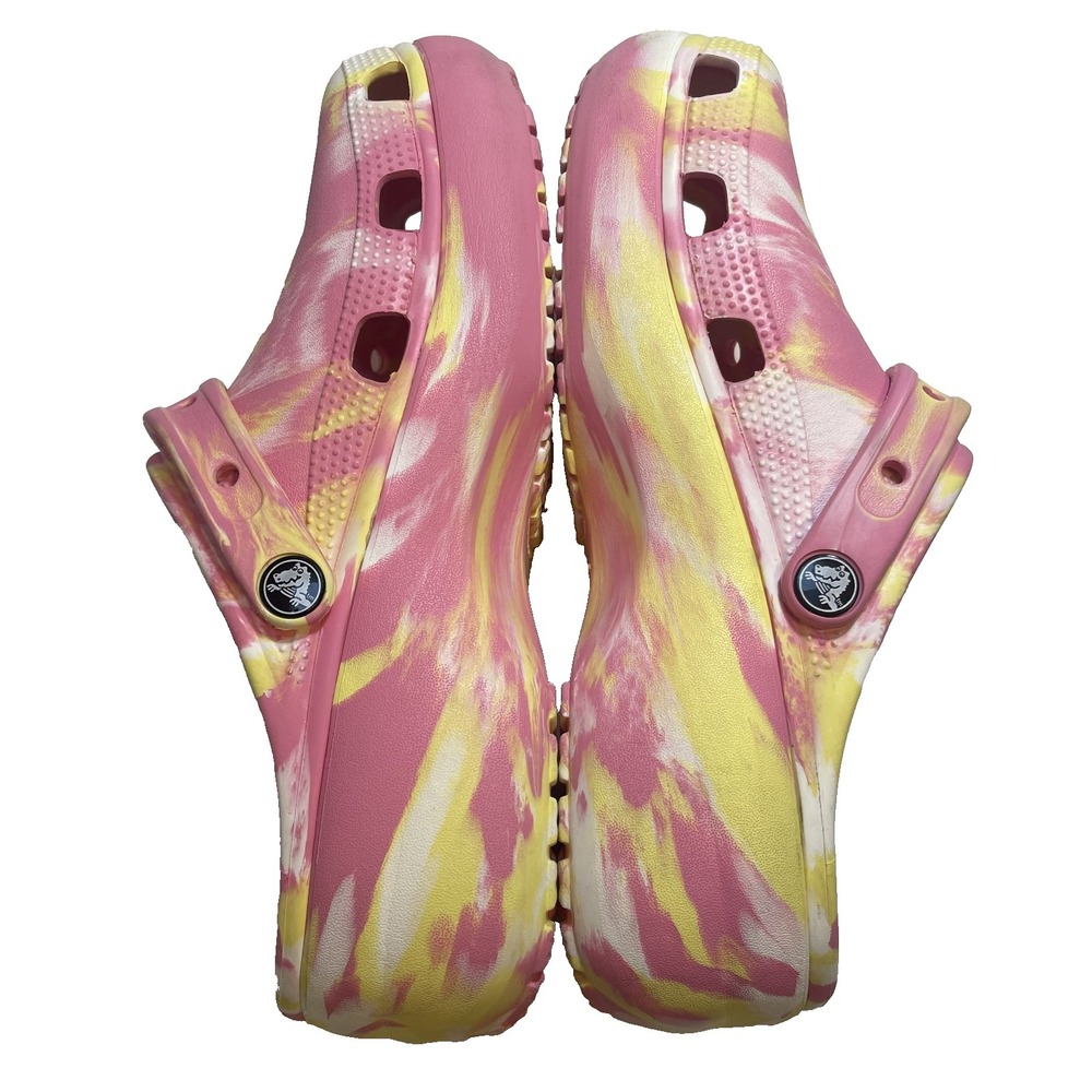Crocs Platform Marbled Tie-Dye Clogs Pink Lemonade Womens 10‎